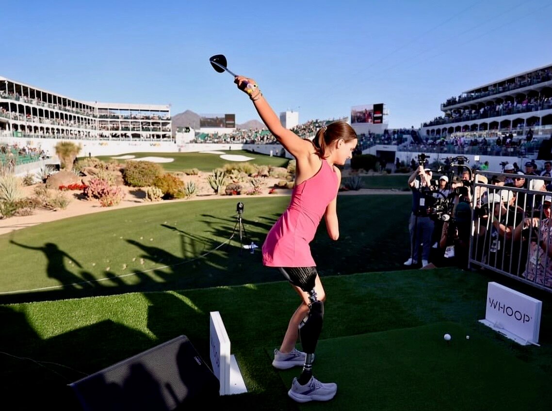 Lulu Gribbin on the 16th tee at the 2025 Waste Management Open